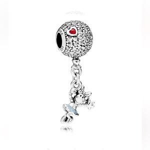 PANDORA DISNEY Floating MINNIE MOUSE Pave Dangle Charm Bead. Sterling Silver CZ.